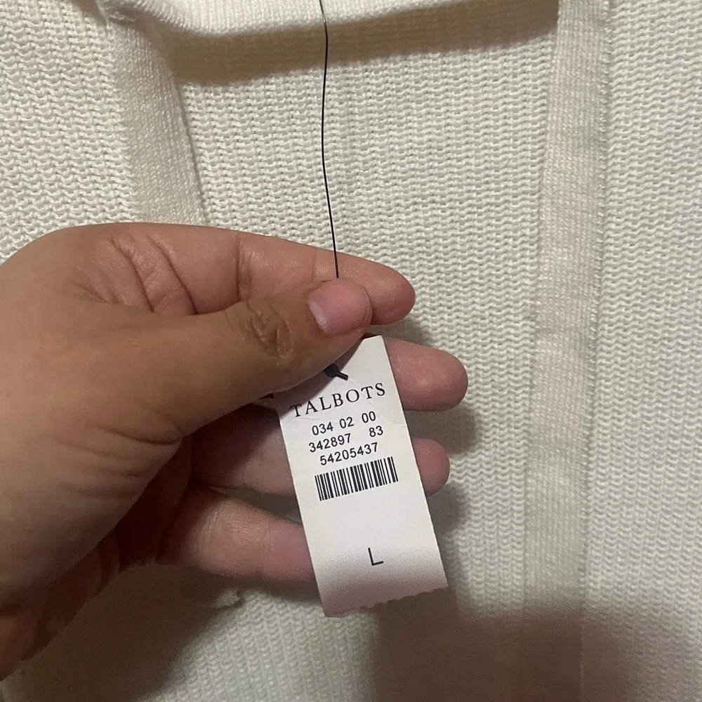 Talbots nwt cream size large cow neck sweater - Picture 2 of 4